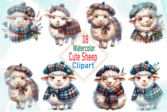 Download Watercolor Cute Sheep Clipart Bundle - Bundle Collection