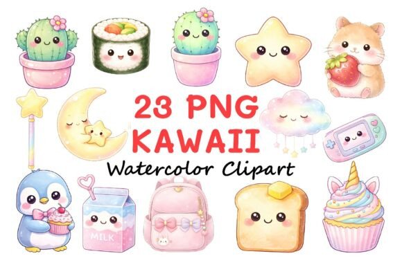 Download Cute Kawaii Clipart PNG Bundle - Bundle Collection