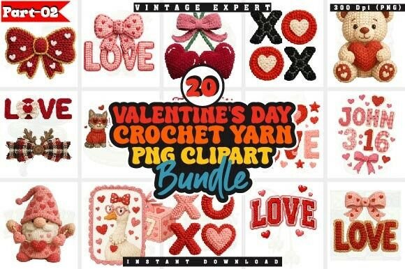 Download Valentine Faux Crochet Yarn PNG Bundle - Bundle Collection