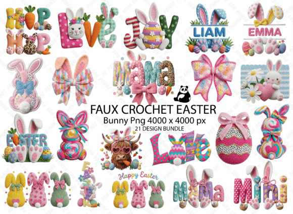 Download Easter Png Faux Crochet Bunny Png Bundle - Bundle Collection