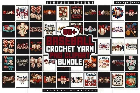 Download Baseball Faux Crochet Yarn PNG Bundle - Bundle Collection