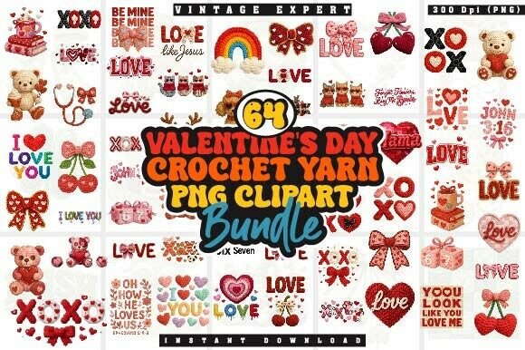 Download Valentine Faux Crochet Yarn PNG Bundle - Bundle Collection