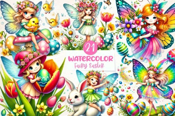 Download Watercolor Fairy Easter Clipart Bundle - Bundle Collection