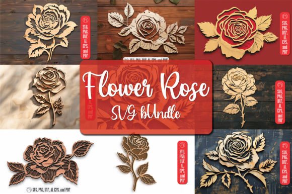 Download Laser Cut Wood Flower Rose SVG Bundle - Bundle Collection