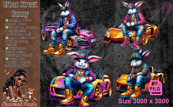 Download Urban Street Bunny Digital PNG Bundle - Bundle Collection