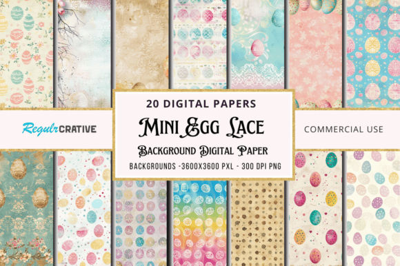 Download Mini Egg Lace Digital Papers Bundle - Bundle Collection