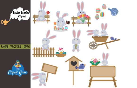 Download Easter Bunnies Clipart Bundle - Bundle Collection