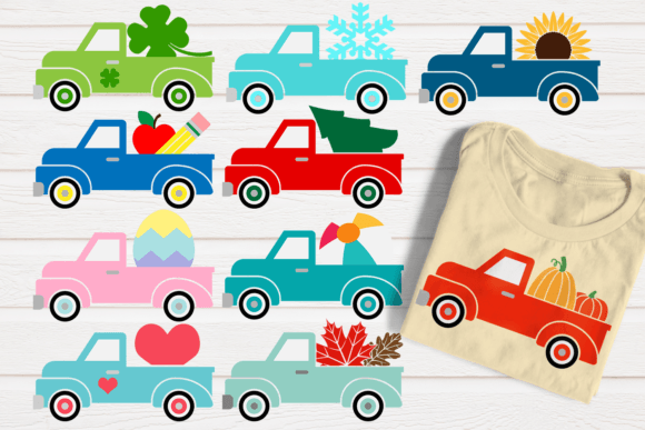 Download Seasonal Vintage Truck SVG File Bundle - Bundle Collection