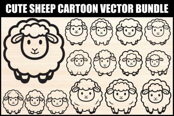 Download Cute Sheep Cartoon Vector Bundle - Bundle Collection
