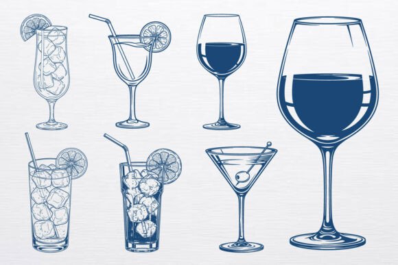 Download Vintage Cocktail Glass Vector Svg Bundle - Bundle Collection