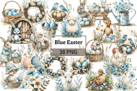 Download Blue Easter Illustrations Bundle PNG - Bundle Collection