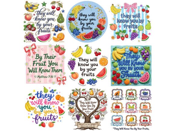 Download Faith Fruits Bible Tshirt Design Bundle - Bundle Collection