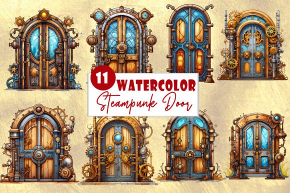 Download Steampunk Door Watercolor Clipart Bundle - Bundle Collection