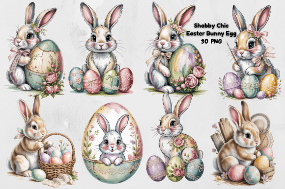 Download Shabby Chic Easter Bunny Egg PNG Bundle - Bundle Collection