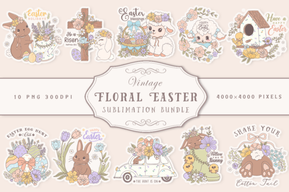 Download Vinatge Floral Easter Sublimation Bundle - Bundle Collection