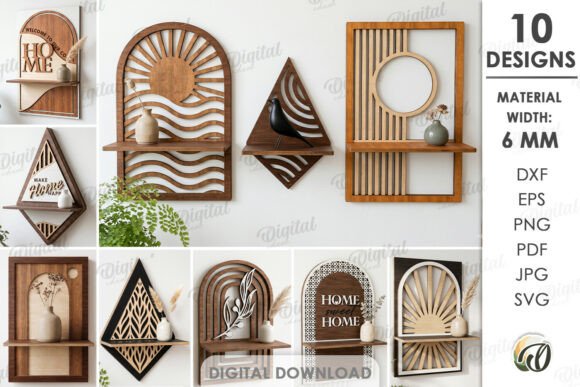 Download 3D Decorative Shelves Bundle Laser Cut - Bundle Collection