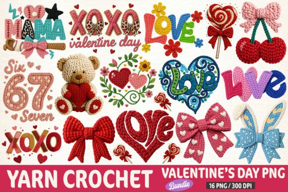 Download Faux Crochet Valentine PNG Bundle - Bundle Collection