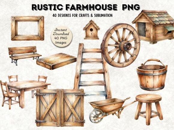 Download Rustic Farmhouse Clipart PNG Bundle - Bundle Collection