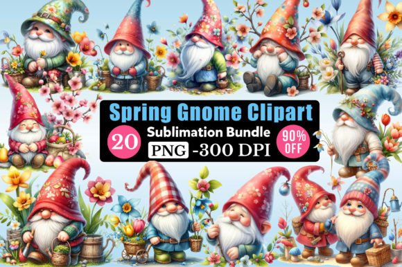 Download Watercolor Spring Gnome Clipart Bundle - Bundle Collection